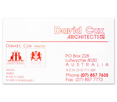 Cox Architects business card design